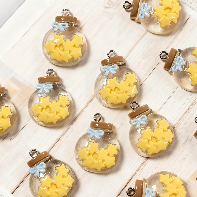 10Pcs Cute Simulation Glass St - Moon Star Earrings 评论和价格