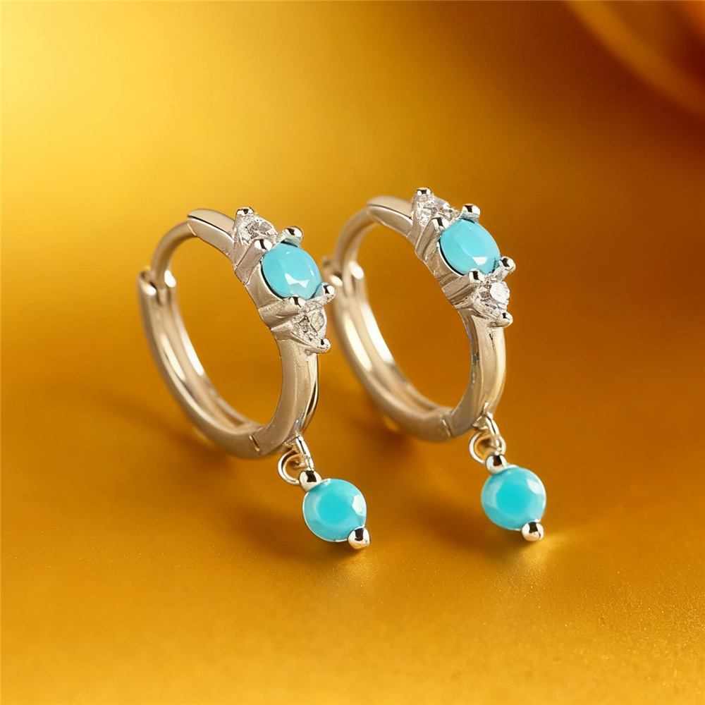 Cute Female Simulated Turquois - Turquoise Stone Ring 评论和价格
