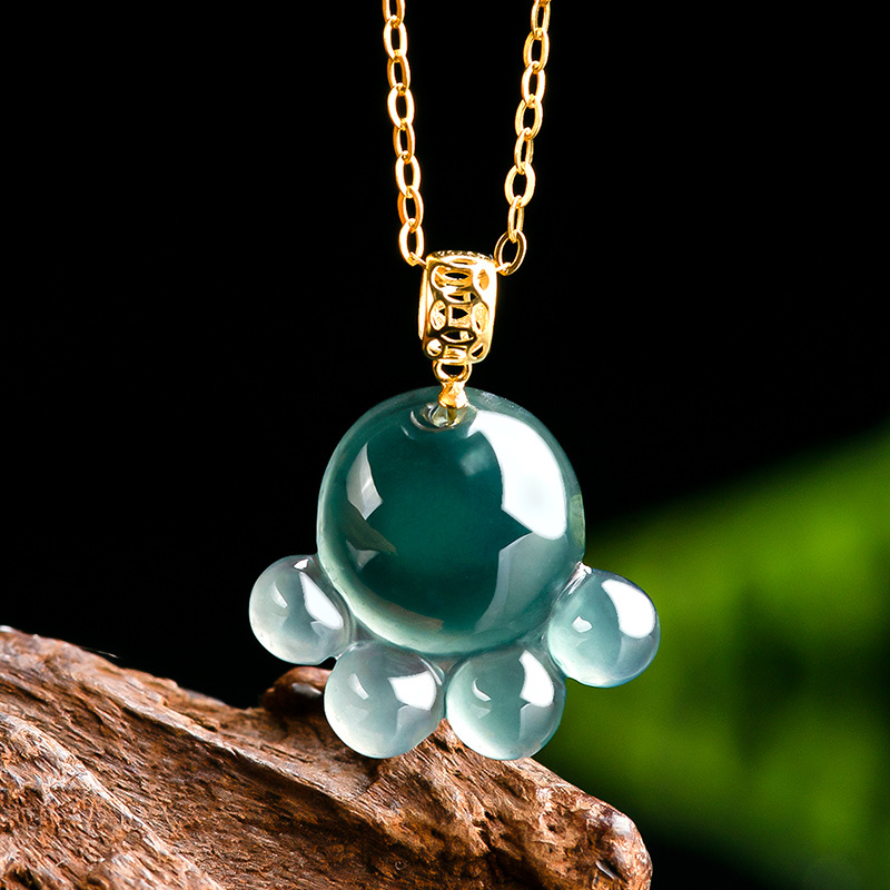 Natural Real Emerald Blue Wate - Necklace Pendant 评论和价格