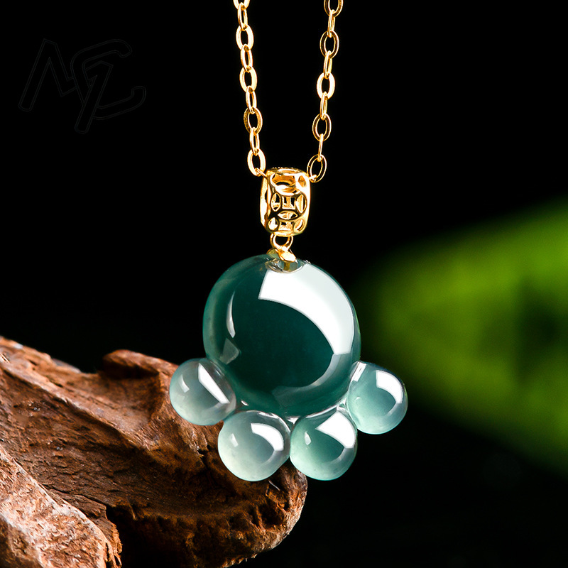 Natural Real Emerald Blue Wate - Necklace Pendant 评论和价格