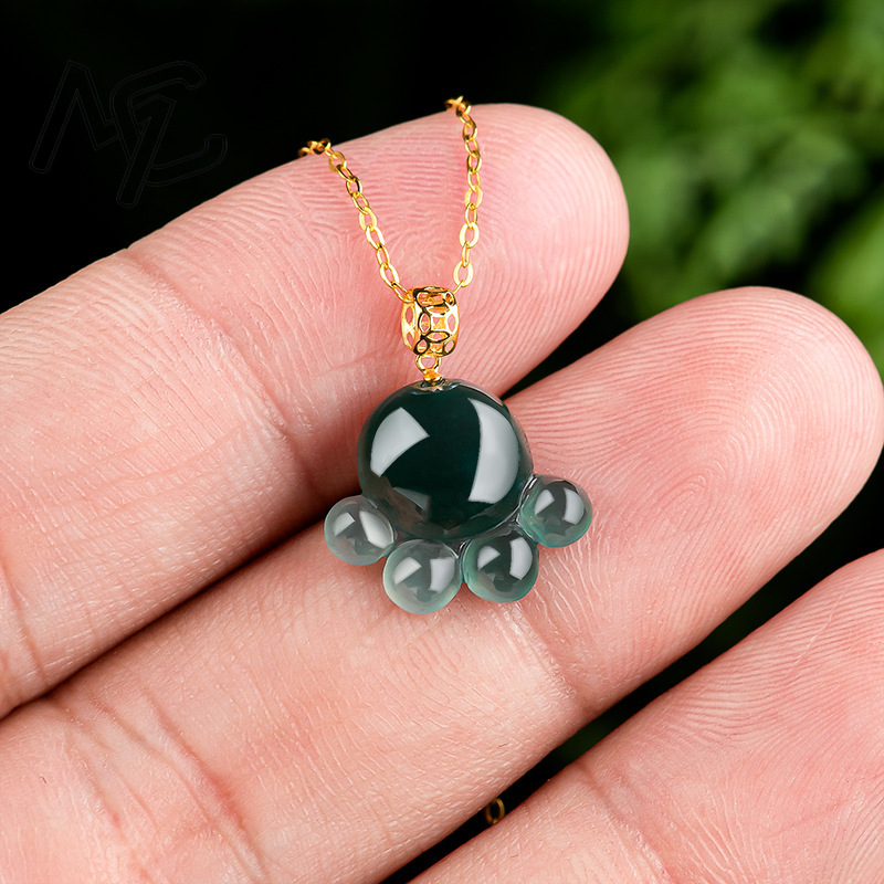 Natural Real Emerald Blue Wate - Necklace Pendant 评论和价格