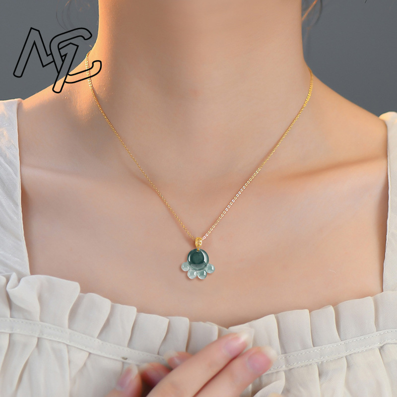 Natural Real Emerald Blue Wate - Necklace Pendant 评论和价格