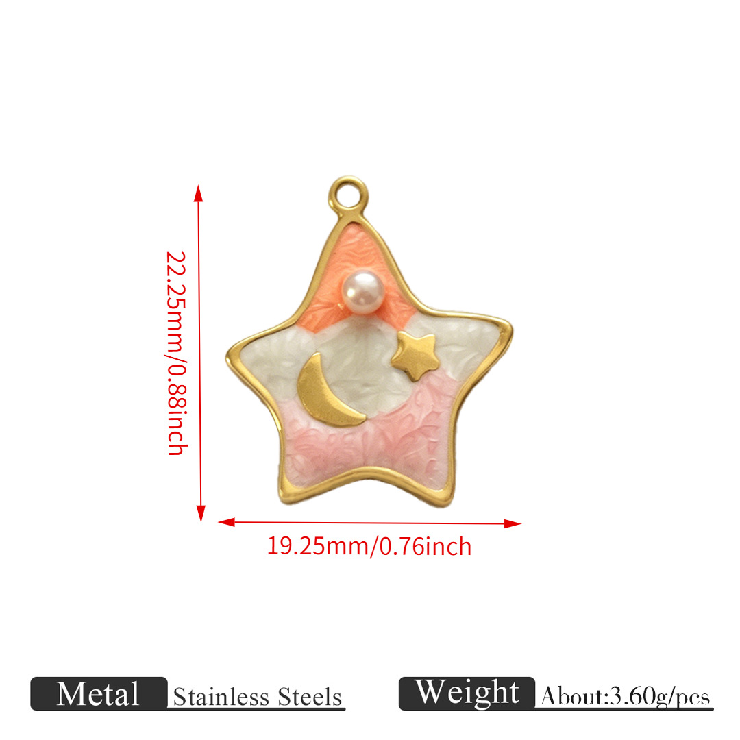 5Pcs Gold Plated Stainless Ste - Moon Star Earrings 评论和价格