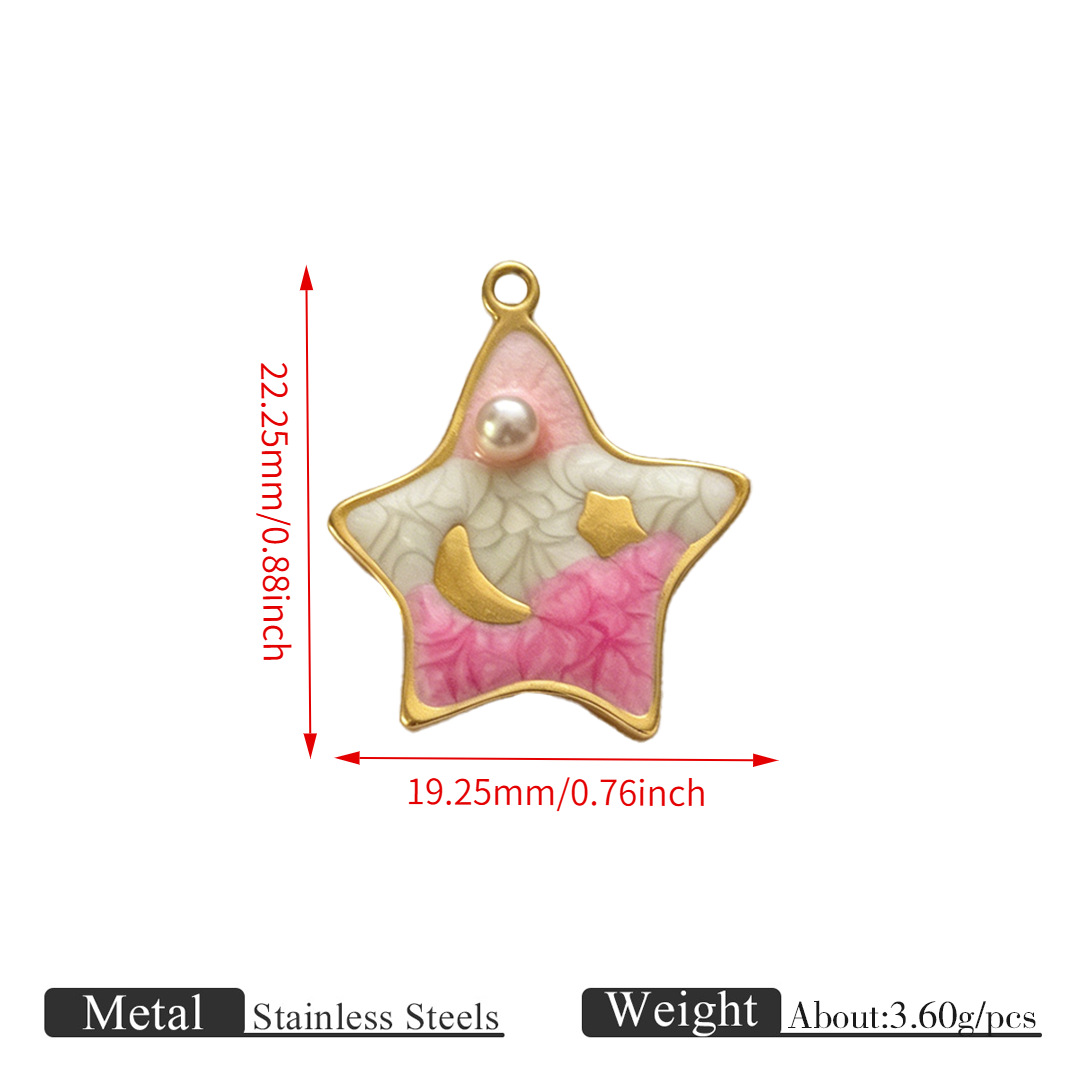 5Pcs Gold Plated Stainless Ste - Moon Star Earrings 评论和价格